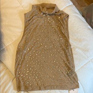 SHEIN Sheer Tan Top with Silver Embellishments